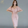 Summer Women Bow Sexy Pink Bodycon Pencil Sheath Retro Formal Wedding Evening Party Special Occasion Dress