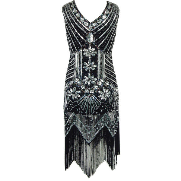 High Quality 2022 New Flapper Dress Great Gatsby Party Sequins V-Neck Women's Sexy Formal Mini Dresses