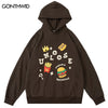 Harajuku Hoodie Sweatshirt Hamburger Fries Print Hooded Streewear 2023 Men Women Hip Hop Casual Cotton Loose Pullover