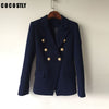 High quality 2022 Women Blazers Office Lady Jackets Navy Blazer Women Coat Women's Double Breasted Metal Buttons Blazer