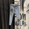 High waist slim foot nine point jeans women 2022 spring and autumn sequin patch Joker slim pencil pants