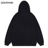 Hip Hop Hoodie Sweatshirt Streetwear Harajuku Foam Letter Print Zipper Hooded Sweatshirt Hip Hop Casual Loose Hoodies