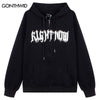 Hip Hop Y2K Streetwear Zip Up Hoodie Sweatshirt Grunge Letter Print Zipper Hooded Jacket Coat Harajuku Casual Loose Cotton Tops