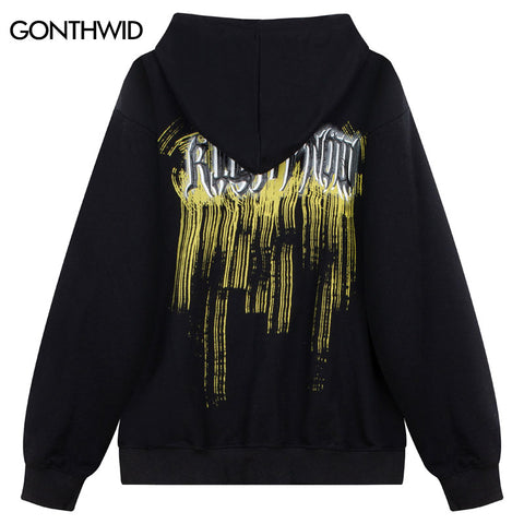 Hip Hop Y2K Streetwear Zip Up Hoodie Sweatshirt Grunge Letter Print Zipper Hooded Jacket Coat Harajuku Casual Loose Cotton Tops