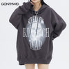 Hoodie Streetwear Sweatshirt Hip Hop Skull Skeleton Letter Print Punk Gothic Pullover Hooded 2023 Harajuku Loose Hoodies