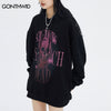 Hoodie Streetwear Sweatshirt Hip Hop Skull Skeleton Letter Print Punk Gothic Pullover Hooded 2023 Harajuku Loose Hoodies