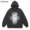 Hoodie Streetwear Sweatshirt Hip Hop Skull Skeleton Letter Print Punk Gothic Pullover Hooded 2023 Harajuku Loose Hoodies