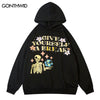 Hoodies Hip Hop Skull Skeleton Letter Print Hooded Sweatshirt Streetwear 2023 Harajuku Casual Loose Oversized Pullovers