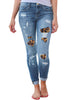 women's ripped leopard print jeans stretch Skinny denim pencil pants Street casual hipster jeans S-2XL