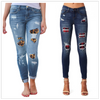 women's ripped leopard print jeans stretch Skinny denim pencil pants Street casual hipster jeans S-2XL