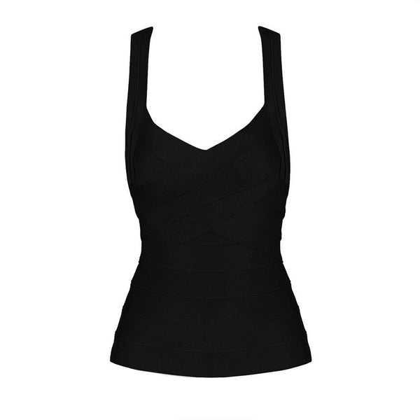 New Sexy Women's Elastic Spaghetti Strap Bandage Stretch V-Neck Tight Lady Camis Vest Tank Tops