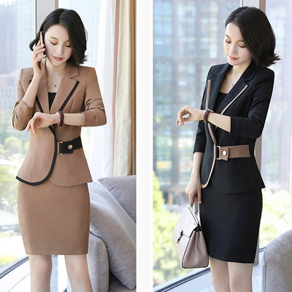 Interview Suits Office Attire Women Autumn Long Sleeve Skirt Korean Women Business Suit Ladies Office Uniform Designs DD2044