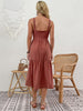 JIM & NORA 2023 Sexy Women Spaghetti Strap Sleeveless Backless Bottons Midi Dresses Casual Slit Soild Colour Vestidos Fashion