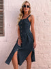 JIM & NORA 2023 Spaghetti Strap A-Line Irregular Hem Sexy Beach Sleeveless Soild Colour Dress Casual Midi Dresses Summer Hot