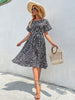 JIM & NORA 2023 Women Summer Casual Short Sleeve Round Neck Midi Dresses Floral Printed Vestidos Beach Sundress