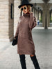 JIM & NORA Autumn Long Sleeve High Neck Knit Sweater Midi Dress Women Casual Outdoor Wear Soild Colour Loose Dresses Hot