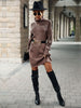 JIM & NORA Autumn Long Sleeve High Neck Knit Sweater Midi Dress Women Casual Outdoor Wear Soild Colour Loose Dresses Hot