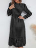 JIM & NORA Women Casual Long Sleeve Dot Print Autumn Midi Dress Ladies Loose Tunic Dresses Holiday Outdoor Vestidos