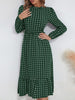 JIM & NORA Women Casual Long Sleeve Dot Print Autumn Midi Dress Ladies Loose Tunic Dresses Holiday Outdoor Vestidos