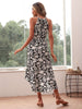 JIM & NORA Sexy Women Sleeveless Halter Neck Midi Dress With Belt Floral Print Summer Beach Sundress Casual Vestidos Hot