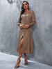 JIM & NORA Women Elegant Long Sleeeve Leopard Print Sexy V Neck Midi Dress Casual Slim Fit Club Party Wear Dresses Hot