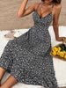 JIM & NORA Women Sexy Spaghetti Strap Deep V Neck Backless Summer Beach Sundress Floral Print Midi Dress Casual Holiday