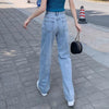 Korean Cute Straight Jeans Woman High Waist Blue Loose Mom Jeans Woman 2022 Streetwear Wide Denim y2k Pants Trousers Cowboy