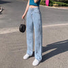 Korean Cute Straight Jeans Woman High Waist Blue Loose Mom Jeans Woman 2022 Streetwear Wide Denim y2k Pants Trousers Cowboy