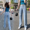 Korean Cute Straight Jeans Woman High Waist Blue Loose Mom Jeans Woman 2022 Streetwear Wide Denim y2k Pants Trousers Cowboy