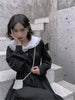 Lolita Kawaii Ins Dresses Y2k Japanese Preppy Style Gothic Women Long Sleeve Midi Dress Black Lace-up Goth Harajuku Robe