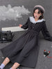 Lolita Kawaii Ins Dresses Y2k Japanese Preppy Style Gothic Women Long Sleeve Midi Dress Black Lace-up Goth Harajuku Robe