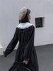 Lolita Kawaii Ins Dresses Y2k Japanese Preppy Style Gothic Women Long Sleeve Midi Dress Black Lace-up Goth Harajuku Robe