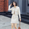 Designer Tweed Outfit Womens Elegant Mini Skirt Suits 2 Piece Set Short Jacket and Skirt Women Work Office Skirt Suits