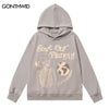 Men Punk Gothic Hooded Sweatshirt Hoodie Hip Hop Skull Skeleton Letter Print Pullover Hoodies 2023 Harajuku Casual Loose Hoodie