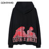 Mens Hoodie Sweatshirt Grunge Y2K Streetwear Hip Hop Skull Skeleton Print Hooded Harajuku Casual Loose Cotton Punk Goth Pullover