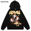 Mens Hoodie Sweatshirt Streetwear Hip Hop Skeleton Skull Print Punk Gothic Hooded Harajuku Casual Loose Cotton Pullover