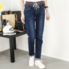 Lace Up Jeans women 2022 Drawstring Denim Pants women Casual Stripe Loose jeans Ankle-Length Jeans large sizeL-5XL