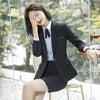 Elegant Business Skirt Suit Women Autumn Formal Long Sleeve Slim Career Blazer And Skirt Office Ladies Plus Size s-4xl