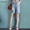 Women Embroidery Denim Shorts Plus Size Summer Casual Style Ripped Jeans