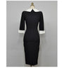 OL Professional Suit Garment Female 3/4 Sleeve Notched Office Cloth Women's Spring Midi Pencil Work Dress