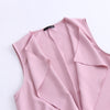 Plus Size 4XL Pink Trench Coat Woman Sleeveless Turn-down Collar Midi Overcoat 2023 Autumn Elegant Office Ladies Outerwear