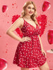 Plus Size 4XL Red Midi Dress Women Summer 2023 Spaghetti Strap Sleeveless Heart Print Curvy Sexy Oversized Casual Party Dreses