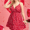 Plus Size 4XL Red Midi Dress Women Summer 2023 Spaghetti Strap Sleeveless Heart Print Curvy Sexy Oversized Casual Party Dreses