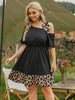 Plus Size Leopard Print Midi Dress Women One Shoulder 2023 Summer Elegant Oversized 4XL Casual Dresses Large Clothing