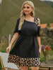 Plus Size Leopard Print Midi Dress Women One Shoulder 2023 Summer Elegant Oversized 4XL Casual Dresses Large Clothing