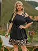 Plus Size Leopard Print Midi Dress Women One Shoulder 2023 Summer Elegant Oversized 4XL Casual Dresses Large Clothing