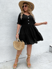 Plus Size Loose Midi Dress Women's Short Sleeve Buttons 4XL 2023 Summer Elegant Ladies Beach Dresses Large Size Casual Clothing