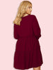 Plus Size Loose Midi Tunic Dress Lantern Sleeve O Neck Casual Oversized Dresses Woman 2023 Autumn 4XL Large Cotton Red Clothing