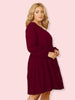 Plus Size Loose Midi Tunic Dress Lantern Sleeve O Neck Casual Oversized Dresses Woman 2023 Autumn 4XL Large Cotton Red Clothing