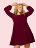 Plus Size Loose Midi Tunic Dress Lantern Sleeve O Neck Casual Oversized Dresses Woman 2023 Autumn 4XL Large Cotton Red Clothing